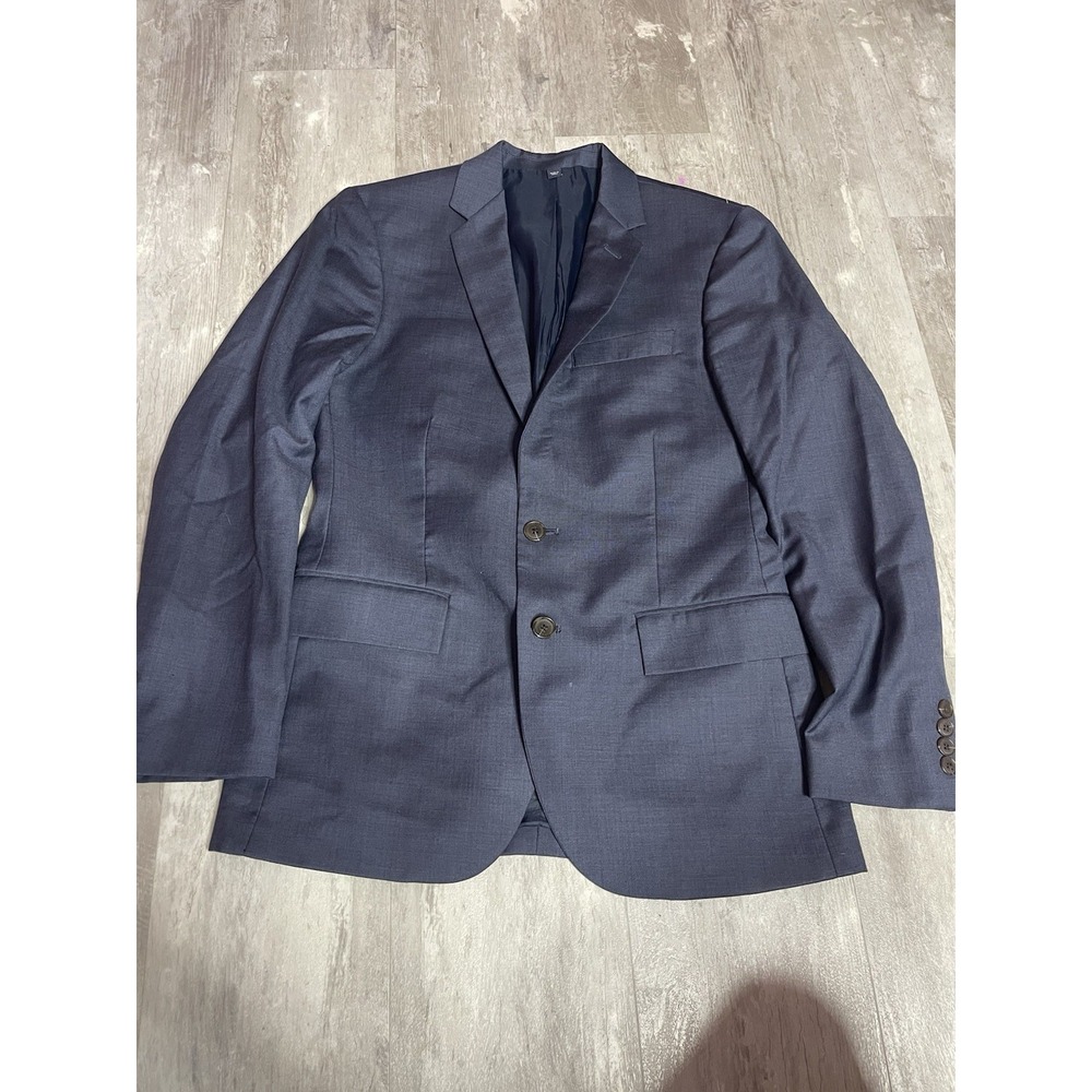 J.CREW Ludlow Traveller Solid Blue 100% Wool Blazer Sport Coat Jacket - 36 S